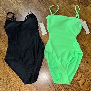 No Boundaries One-Piece Swimsuits — Black & Neon Green…Size XS NWT👙
